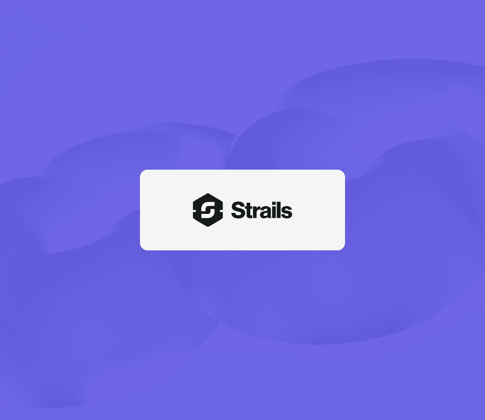 Strails logo on purple brand background